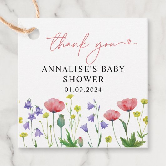 Niedliche Wildblume Kinderdusche Geschenkanhänger (Vorderseite)
