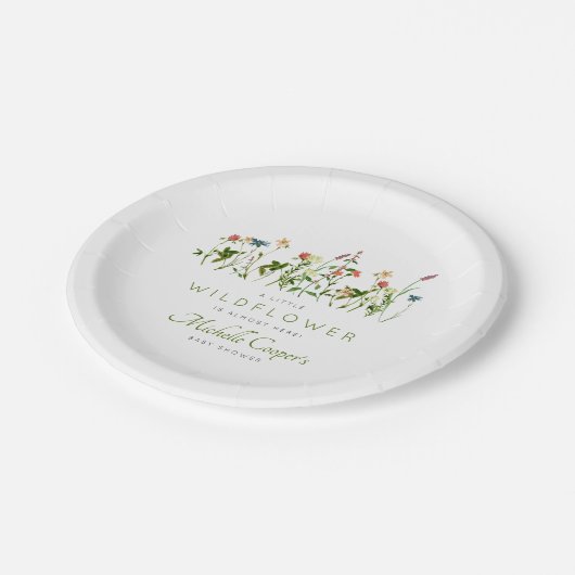 Niedliche Wildblume Kinderdusche Pappteller (Schrägansicht)