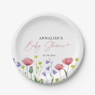 Niedliche Wildblume Kinderdusche Pappteller
