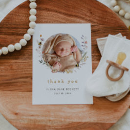 Niedliche Wildblume und Bienen Foto Babydusche Dankeskarte