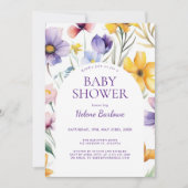Niedliche Wildblume Wasserfarbenflorentücher Dusch Einladung (Vorderseite)