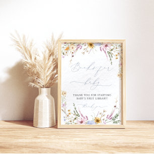 Niedliche Wildblumen Babyduschbuch Poster
