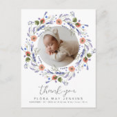 Niedliche Wildblumen Foto Babydusche Danke Postkarte (Vorderseite)