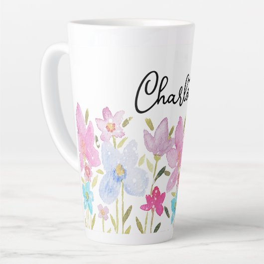 Niedliche Wildblumen Illustration Mit Monogramm Milchtasse (Linke Ecke)