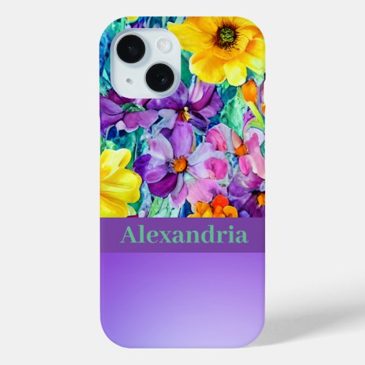 Niedliche Wildblumen Personalisiert Wasserfarben Case-Mate iPhone Hülle (Rückseite)