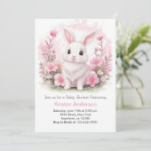 Niedliche Wildblumen Pink Girl Babydusche Einladung (Stehend Vorderseite)