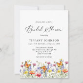 Niedliche Wildblumen Schmetterlinge Brautparty Einladung (Vorderseite)