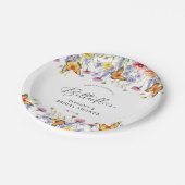 Niedliche Wildblumen Schmetterlinge Brautparty Pappteller (Schrägansicht)