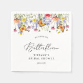 Niedliche Wildblumen Schmetterlinge Brautparty Serviette (Vorderseite)