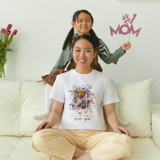 Niedliche Wildblumen Schmetterlinge Foto Muttertag T-Shirt
