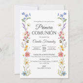 Niedliche wilde Blume Primera Comunion Erste Kommu Einladung (Vorderseite)