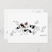 Niedliche Wilde Gänse Chase Pferde Cartoon Postkar Postkarte (Vorne/Hinten)