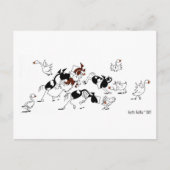 Niedliche Wilde Gänse Chase Pferde Cartoon Postkar Postkarte (Vorderseite)