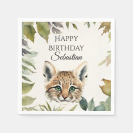 Niedliche Wildkatze-Waldtierpartei Serviette