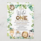 Niedliche Wildtier-Kinderdusche Einladung (Vorne/Hinten)