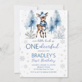 Niedliche Wildtier Winter Freundliche Jungen Gebur Einladung (Vorderseite)