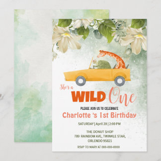 Niedliche Wildtiere 1. Geburtstag Einladung