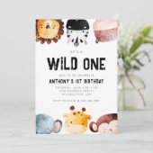 Niedliche Wildtiere aus Safari Einladung (Stehend Vorderseite)