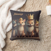 Niedliche Wildtiere, die Kronen tragen, werfen Kis Kissen (Decke)