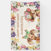 Niedliche Wildtiere Giraffe Blume zum Geburtstag Banner (Vertikal)