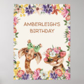 Niedliche Wildtiere Giraffe Tiger Girl's Birthday Poster (Vorne)