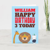 Niedliche Wildtiere Kinder jeden Alters zum Geburt Karte (Vorderseite)