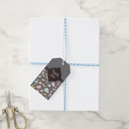 Niedliche Wildtiere Kinderzimmer Kunst, Dichtung u Geschenkanhänger (Mit Garn)