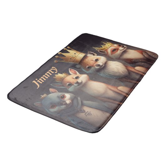 Niedliche Wildtiere mit Kronen Badematte (Schrägansicht)