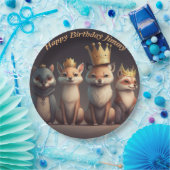 Niedliche Wildtiere mit Kronen Pappteller (Party)