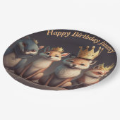 Niedliche Wildtiere mit Kronen Pappteller (Schrägansicht)