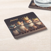 Niedliche Wildtiere mit Kronen Rechteckiger Pappuntersetzer (angewinkelt)