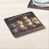 Niedliche Wildtiere mit Kronen Rechteckiger Pappuntersetzer (angewinkelt)