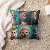 Niedliche Wildtiere mit Kronenblau Kissen (Decke)