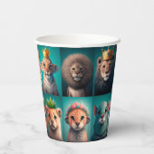 Niedliche Wildtiere mit Kronenblau Pappbecher (Rückseite)