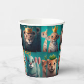 Niedliche Wildtiere mit Kronenblau Pappbecher (Links)