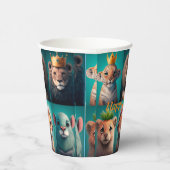 Niedliche Wildtiere mit Kronenblau Pappbecher (Rechts)