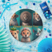 Niedliche Wildtiere mit Kronenblau Pappteller (Party)