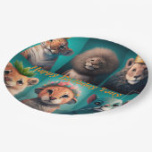 Niedliche Wildtiere mit Kronenblau Pappteller (Schrägansicht)