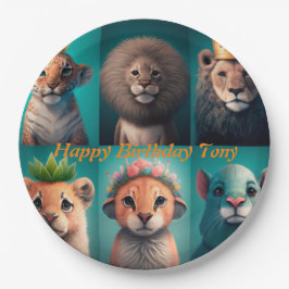 Niedliche Wildtiere mit Kronenblau Pappteller