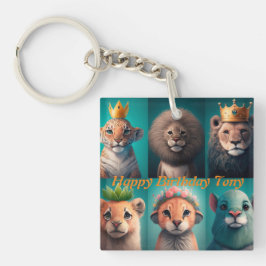 Niedliche Wildtiere mit Kronenblau Schlüsselanhänger