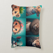 Niedliche Wildtiere mit kronenblauem runden Säulen Dekokissen (Rückseite(Vertikal))