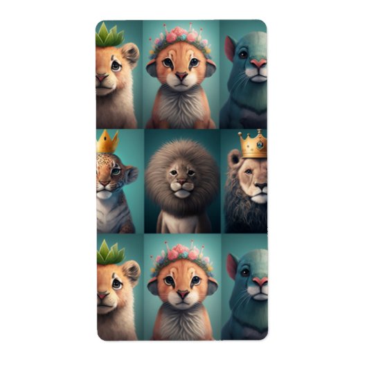 Niedliche Wildtiere mit krönenblauen Geschenketike (Vorne)