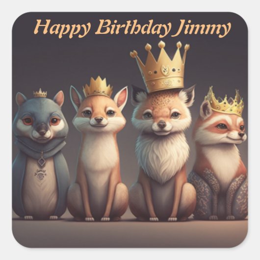 Niedliche Wildtiere mit Schlüsselanhänger Quadratischer Aufkleber (Vorderseite)