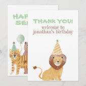 Niedliche Wildtiere zum Geburtstag Dankeskarte (Vorne/Hinten)