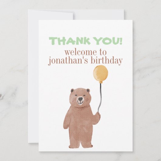 Niedliche Wildtiere zum Geburtstag Dankeskarte (Vorderseite)