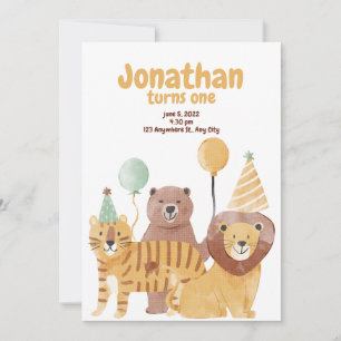 Niedliche Wildtiere zum Geburtstag Einladung