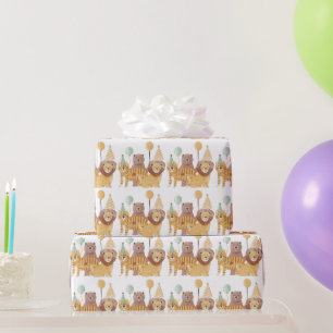 Niedliche Wildtiere zum Geburtstag Geschenkpapier