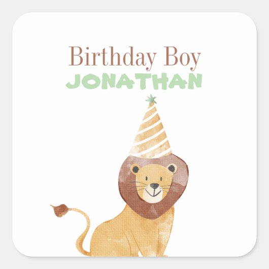 Niedliche Wildtiere zum Geburtstag Quadratischer Aufkleber (Vorderseite)