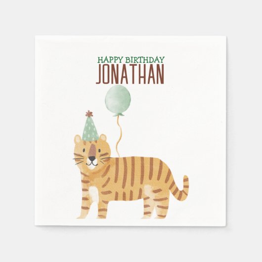 Niedliche Wildtiere zum Geburtstag Serviette (Vorderseite)