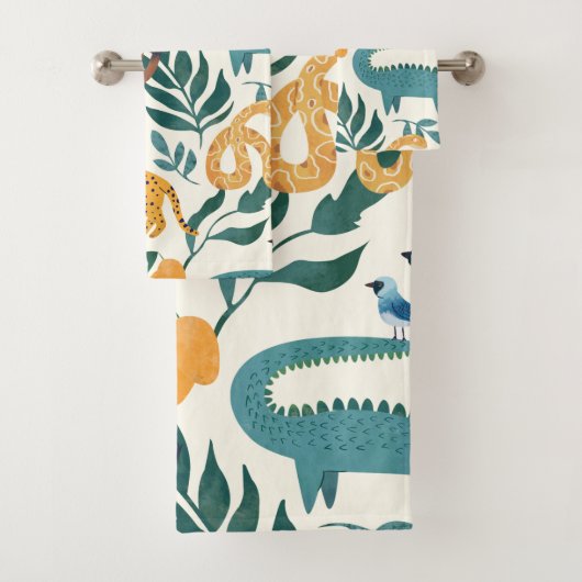 Niedliche Wildtiermuster für Jungen Badhandtuch Set (Insitu)